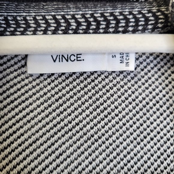 Vince Women's Small Long Cardigan Sweater Black White Knit Short Sleeve - Picture 5 of 7